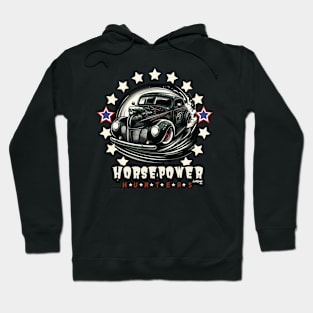 Horsepower Hunter - Vintage Classic American Muscle Car - Hot Rod and Rat Rod Rockabilly Retro Collection Hoodie